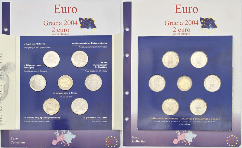 Grecia - Set celebrativo dei Giochi Olimpici 2004, composto da 7 valori: 2 Euro ...