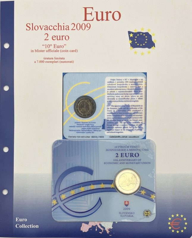 Slovacchia - Coincard 2 Euro 2009 - 10° Anniversario dell'Unione monetaria europ...