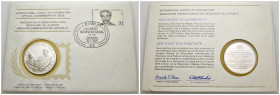 Busta filatelica con medaglia commemorativa in argento - centennale della nascita del dott. Albert Schweitzer 15 gennaio 1975