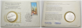 Busta filatelica con medaglia commemorativa in argento - lancio del soyuz e dell'Apollo - 15 luglio 1975