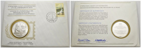 Busta filatelica con medaglia commemorativa in argento - lingua africana - 10 ottobre 1975