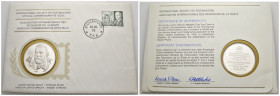 Busta filatelica con medaglia commemorativa in argento - presentazione dei premi nobel -  10 dicembre 1975