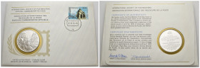 Busta filatelica con medaglia Proof commemorativa in argento - ammiraglio Michiel de Ruyter , il più grande eroe navale della marina olandese - 22 apr...