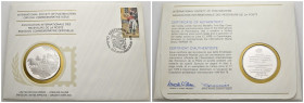 busta filatelica con medaglia Proof commemorativa in argento - mostra internationale filatelica - 17 giugno 1976