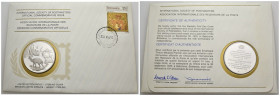 busta filatelica con medaglia Proof commemorativa in argento - 10° anniversario dell'indipendenza del Botszwana - 30 settembre 1976
