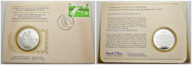 Busta filatelica con medaglia commemorativa in argento - centenario dei campionati Tennis di Wimbledon - Lawn tennis Championships- 12 gennaio 1977