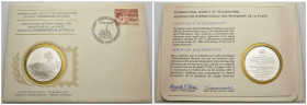 busta filatelica con medaglia Proof commemorativa in argento - 100° anniversario della nascita di Jorgen BronLund - 20 ottobre 1977