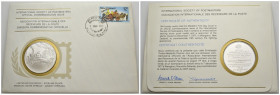 busta filatelica con medaglia Proof commemorativa in argento - dispositivi antincendio del 19° secolo - nuova zelanda - 7 dicembre 1977