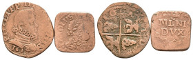 Milano - Lotto di 2 monete da 1 Quattrino - Filippo III e Carlo VI - Cu. - Gr. 2,18; Gr. 1,90