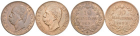 Regno d'Italia - lotto di 2 monete da 10 Centesimi 1893 - Umberto I (1878-1900) - zecche di Roma (NC) e Birmingham - Cu. - Gig# 47/48