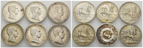 Regno d'Italia - Lotto di 6 monete da 2 Lire (1915 - 1916) - Quadriga briosa - anni vari