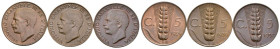 Regno d'Italia - lotto di 3 monete da 5 Centesimi Spiga - Vittorio Emanuele III (1900-1943) - Cu. - anni vari