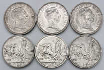 Vittorio Emnauele III - Lotto di 6 monete da 2 lire Quadriga Briosa 1916 - Ag.