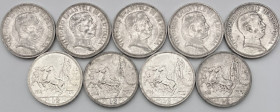 Vittorio Emnauele III - Lotto di 9 monete da 2 lire Quadriga Briosa 1914 - Ag.
