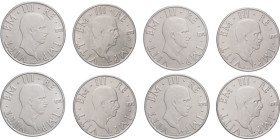 Regno d'Italia - Vittorio Emanuele III (1900-1943)  -  lotto di 8 monete da 2 lire 1939 XVIII - Ac