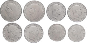 Regno d'Italia - Vittorio Emanuele III (1900-1943) - 4 coppie di monete magnetico e antimagnetico - Ac