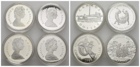 Canada - lotto di 4 monete celebrative - Anni e soggetti vari - Ag. - tutte in cofanetto e capsula originale.
