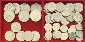Francia - Quinta Repubblica (1958-oggi) - Lotto di 48 monete: 7 da 5 franchi, 5 da 2 franchi, 18 da 1 franco e 18 da ½ franco - anni vari