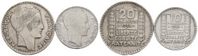 Lotto n.2 monete - Francia - Terza Repubblica (1870-1941) 10 e 20 Franchi 1938 - Ag