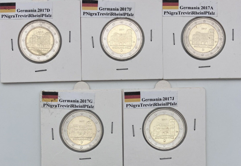 Lotto - Germania - Lotto di 5 Monete da €2 2017, Zecche diverse (D,F,A,G,J)

m...