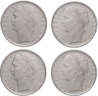 Repubblica Italiana (dal 1946) - Monetazione in lire (1946-2001) - lotto di 4 pezzi da 100 lire Minerva (1962- 1963-1964-1965) - Ac