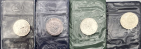 Lotto di 4 monete celebrative Italia - Anni e  soggetti vari - Ag.- tutte in cofanetto e capsula originale (Le 500 lire Messico 1986 e Anno Della Pace...