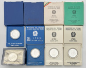 Lotto di 5 monete celebrative Italia - Anni e  soggetti vari - Ag.- tutte in confezioni di zecca (Confezione della 500 lire "Virgilio" parziale)