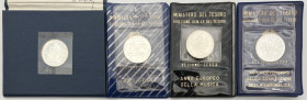 Lotto di 5 monete celebrative Italia - Anni e  soggetti vari - Ag.- tutte in confezioni originale (La 500 lire Anno Europeo della Musica è priva di si...