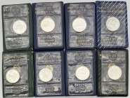 Lotto di 8 monete commemorative in argento da 500 lire - anni vari - in confezione originale