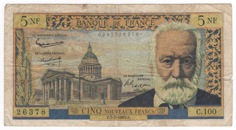 Francia - Quinta repubblica (dal 1958) - 5 nuovi franchi Pasteur (tipo 1959) - E...