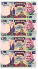 Zambia - Repubblica (dal 1964) -  lotto di 4 banconote da 50 kwacha consecutive - 1986-1988 - P# 28