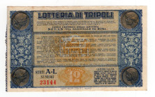 Biglietto Lotteria di Tripoli 1934 - Serie A-L - N° 23144