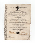 Banconote Italiane - Banco giro di Venezia - Cedola da 10 Ducati emissione del 1/10/1798 - Pieghe e macchie di cera lacca