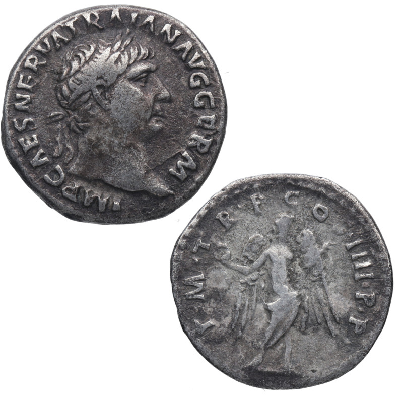 101-102 d.C. Trajano (98-117). Roma. Denario. RIC 64. Ae. 2,90 g. IMP CAES NERVA...