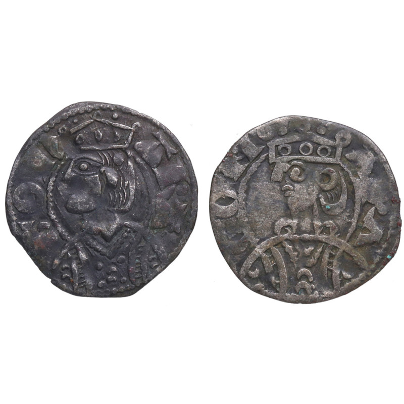 Jaime I y II de Aragón. Sariñena (Huesca). 2 monedas Dinero. Ve. 0,82 g. IACOBVS...