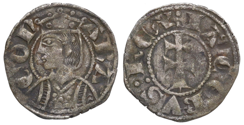 Jaime II de Aragón (1291-1327). Sariñena (Huesca). Dinero. Ve. 0,90 g. IACOBVS ⠅...