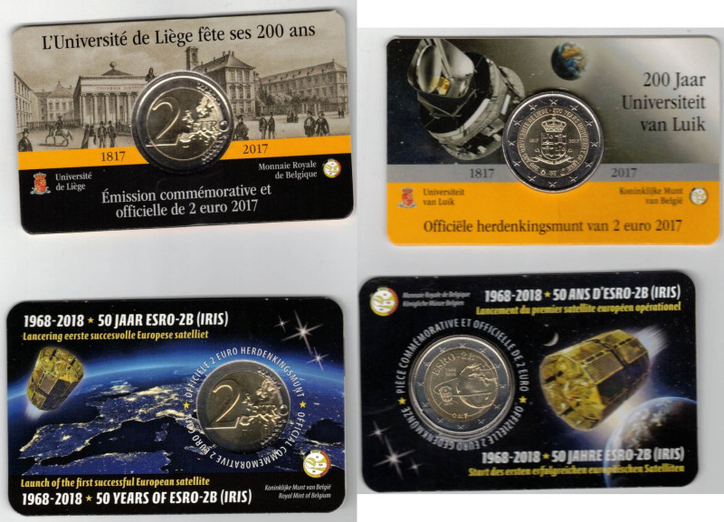 Monete Estere. Belgio. Lotto di 2 Pezzi. 2 Euro 2017. 200°Anniversario Universit...