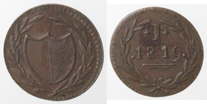 Monete Estere. Germania. Libera città di Francoforte. 1 pfennig 1819. Ae. Km. Tn...