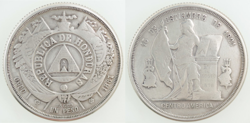 Monete Estere. Honduras. Peso 1887. Ag. KM# 52. Peso gr. 24,92. Diametro mm. 38....