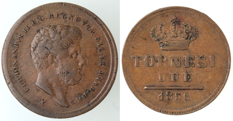 Zecche Italiane. Napoli. Ferdinando II. 1830-1859. 2 Tornesi 1856. Ae. Mag. 744....