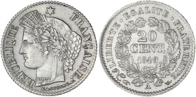 Cérès - 20 centimes 1849 A (Paris)

Argent - 1,02 grs - 15 mm
F.146-1 / G.303
SUP-

Très rare (tirage de 4 871 exemplaires) ! Très bel exemplaire anci...
