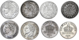 Lot 4 pièces 20 centimes Cérès et Napoléon III

Cérès 1850 A (Paris) oreille haute - TTB
Cérès 1851 A (Paris) - TB+
Napoléon III 1864 A (Paris) - TTB+...