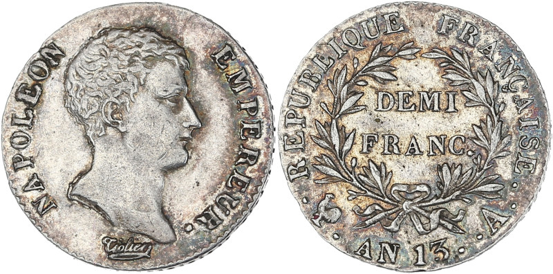 Napoléon Empereur tête nue - Demi Franc An 13 A (Paris)

Argent - 2,42 grs - 18 ...