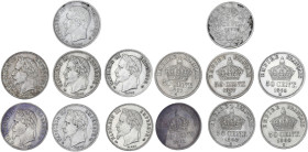 Lot 7 pièces 50 centimes argent Napoléon III

1862 A (Paris) - TB+
1864 A (Paris) - SPL
1864 K (Bordeaux) - SUP-, nettoyée
1865 BB (Strasbourg) - TTB+...