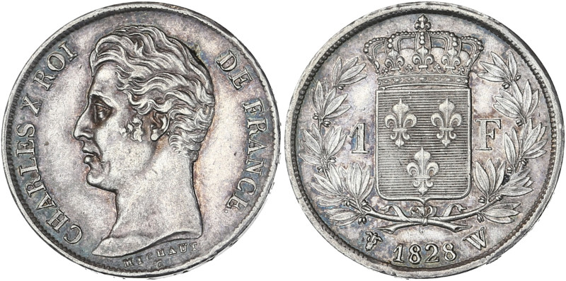 Charles X - 1 franc 1828 W (Lille)

Argent - 5,07 grs - 23 mm
F.207-48 / G.450
S...