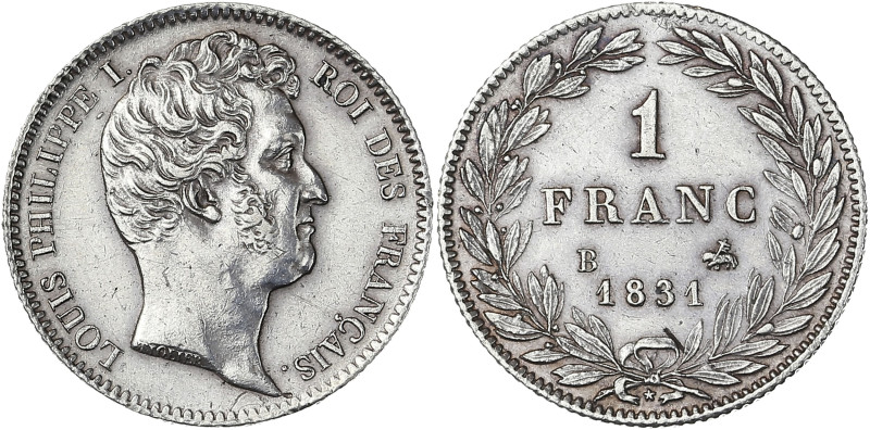 Louis-Philippe tête nue - 1 franc 1831 B (Rouen)

Argent - 5,01 grs - 23 mm
F.20...