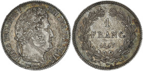 Louis-Philippe tête laurée - 1 franc 1847 A (Paris)

Argent - 4,99 grs - 23 mm
F.210-110 / G.453
SUP à SUP+

Superbe exemplaire avec une belle patine ...
