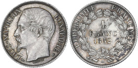 Louis-Napoléon Bonaparte - 1 franc 1852 A (Paris)

Argent - 5,01 grs - 23 mm
F.212-1 / G.458
SUP

Superbe exemplaire avec une belle patine grise. Fine...