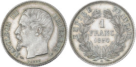 Napoléon III tête nue - 1 franc 1854 A (Paris)

Argent - 5,03 grs - 23 mm
F.214-2 / G.460
SPL

Superbe exemplaire recouvert d'une très belle patine do...