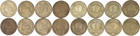 Lot 8 pièces 1 franc Morlon Bronze-alu

1931 - SUP
1933 - TTB+
1935 - TTB
1936 - SUP, nettoyée
1937 - SUP+
1938 - SUP
1939 - SPL
1940 - SUP+